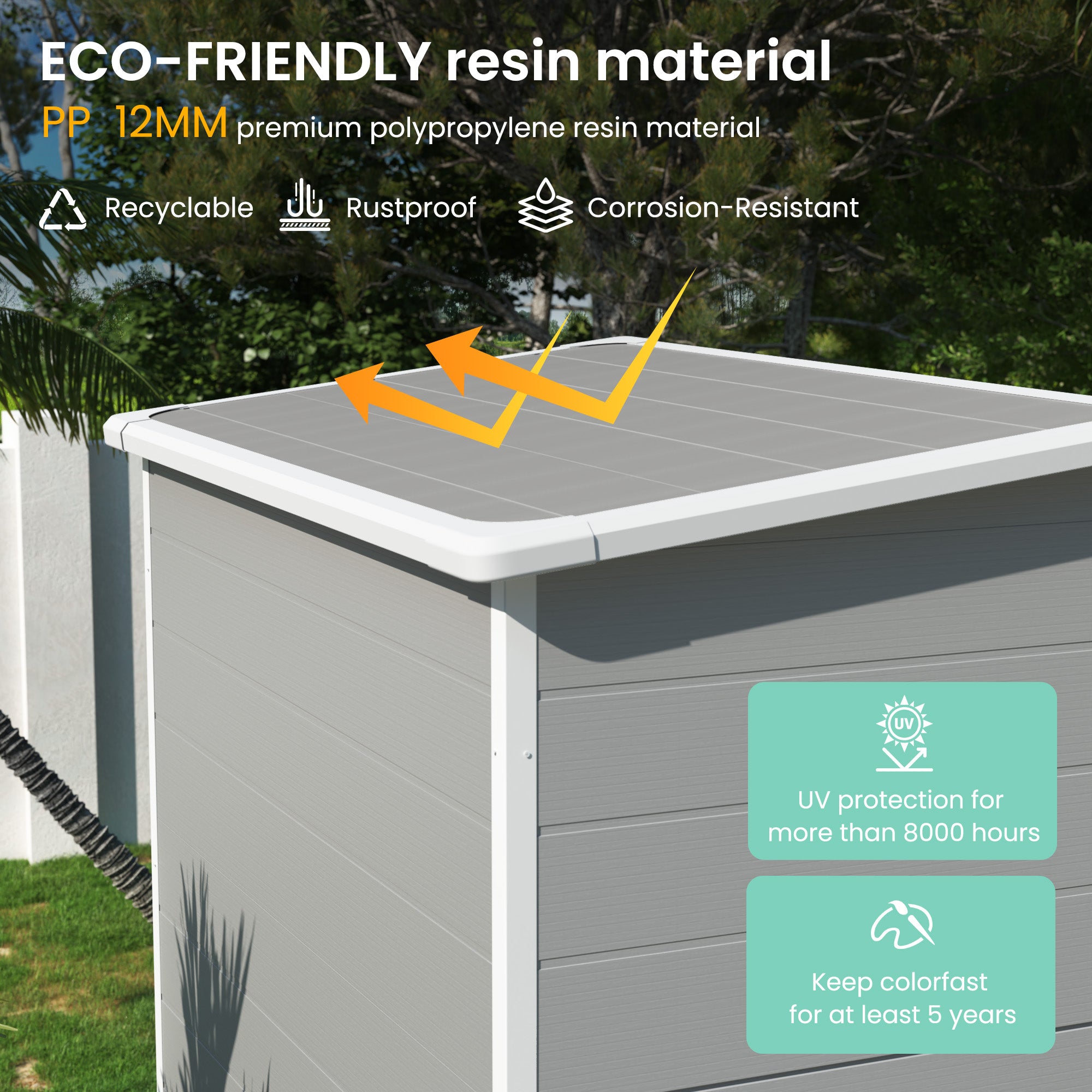 UDPATIO Outdoor Storage Shed 5x3 FT, Plastic Garden Shed for Bike, Garbage Can, Tool, Outside Sheds & Outdoor Resin Shed with Lockable Door for Backyard, Patio, Lawn, Dark Grey