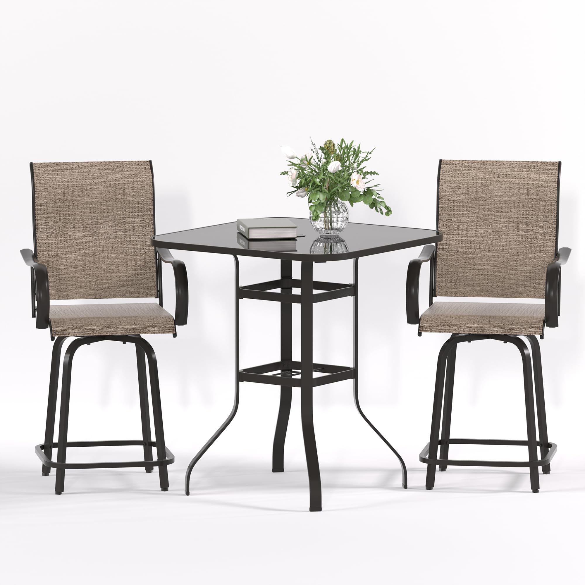 Patio Swivel Bar Stools Set of 3