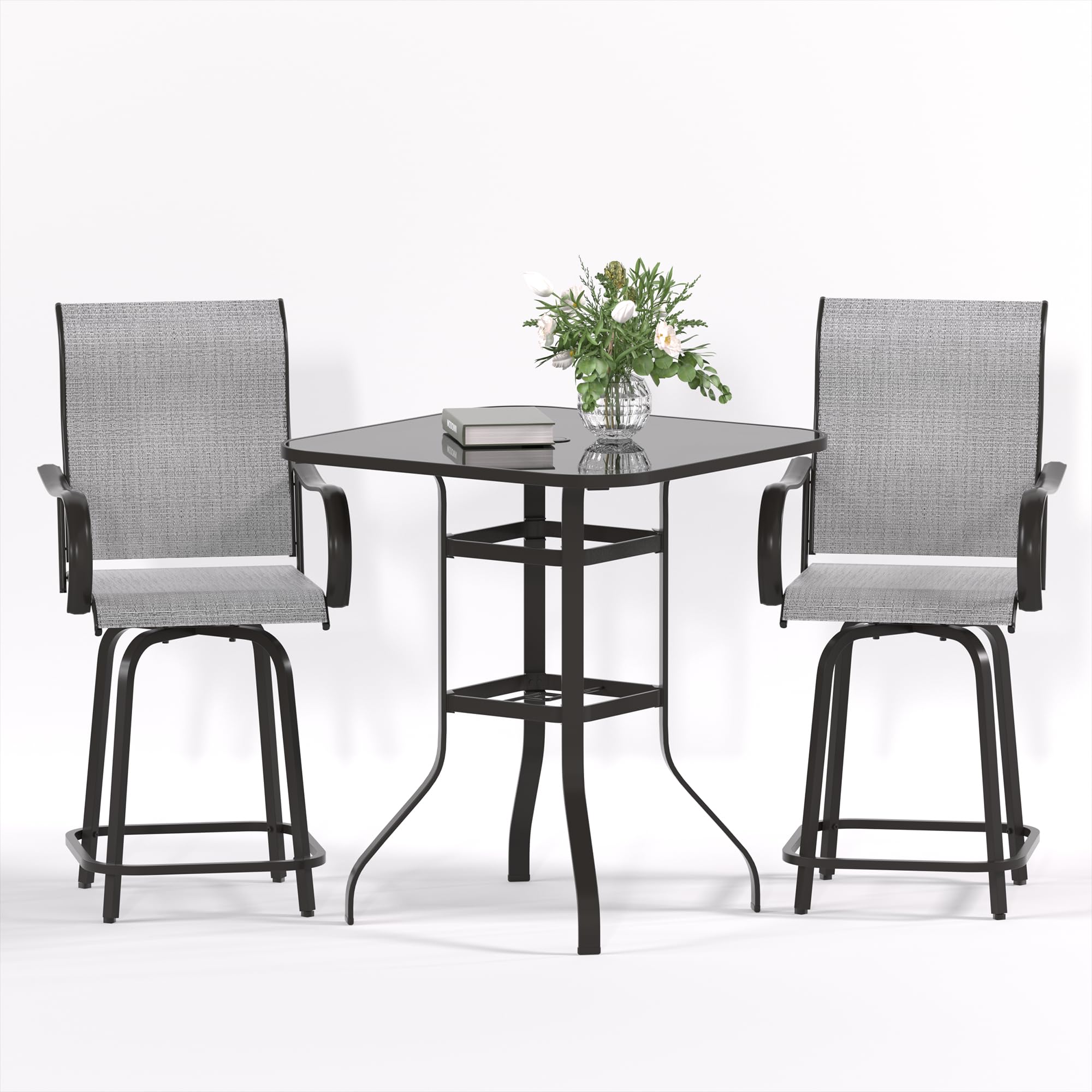 Patio Swivel Bar Stools Set of 3