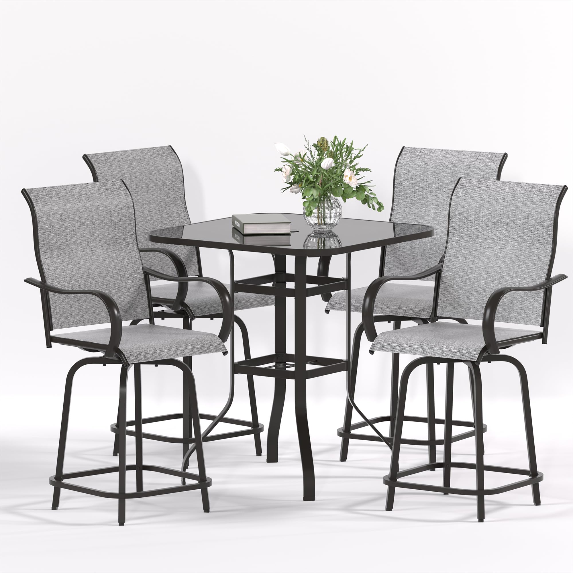 Patio Swivel Bar Stools Set of 3